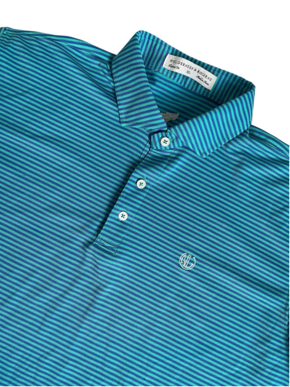 Holderness & Bourne Polo Shirt Mens XL The Maxwell Green Blue Golf Stretch